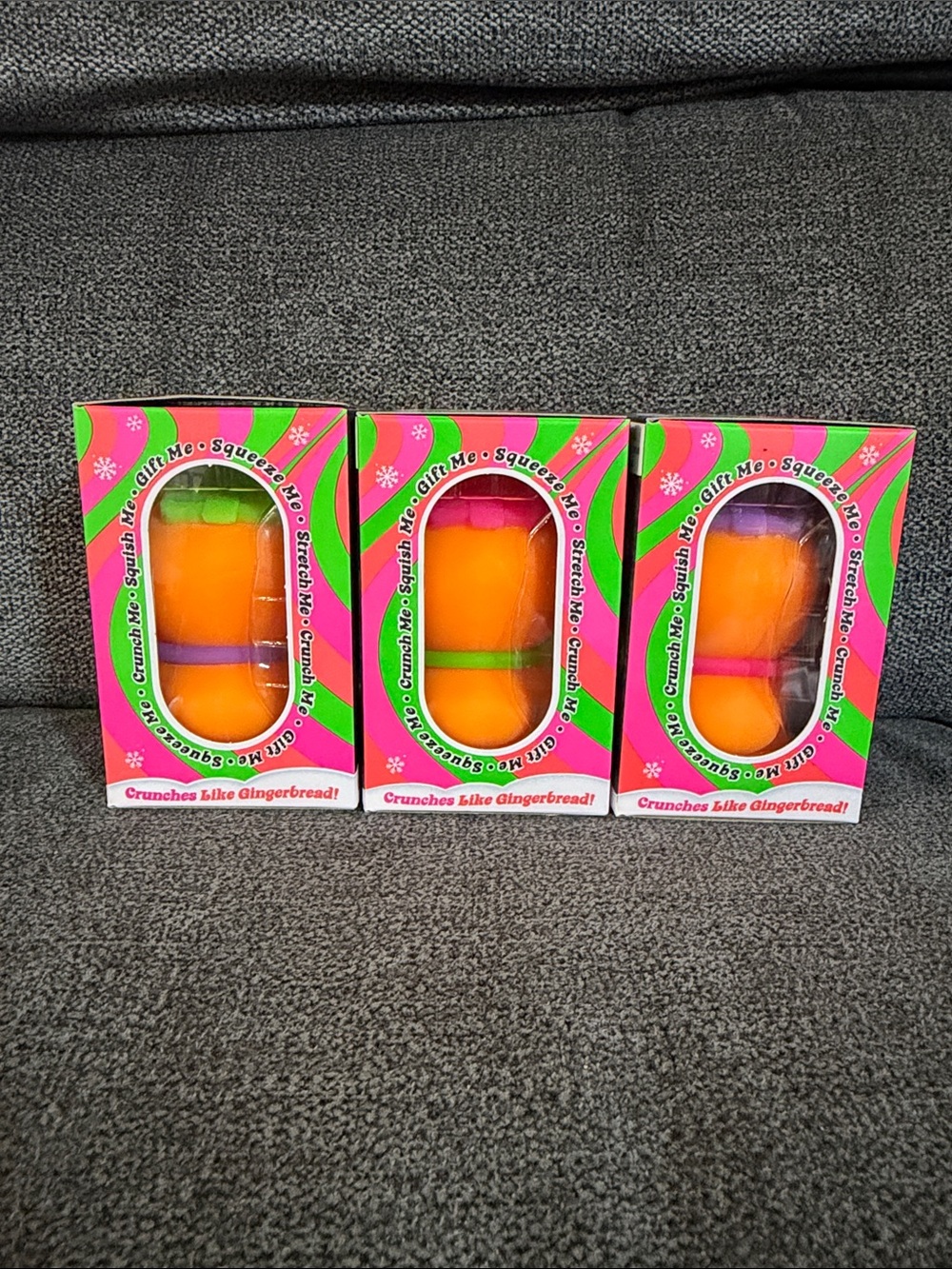 NeeDoh ULTRA RARE Ginger Glowman Squishmas Toy Orange with Pink, Green & Purple - Picture 4 of 9
